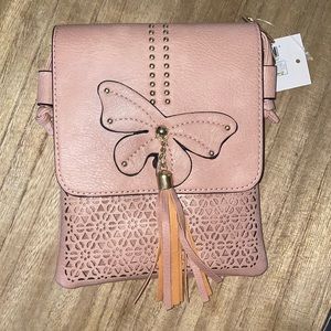 pink butterfly cross body